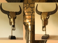 Rinderschädel dekoriert in Bronze optik